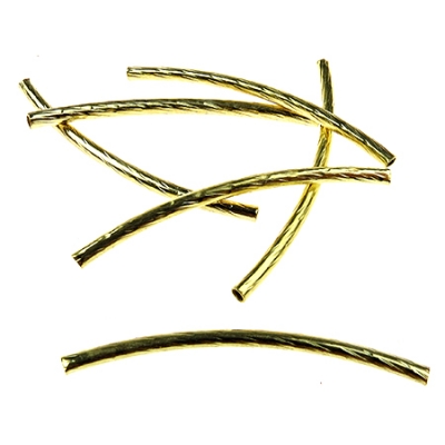 Тръбичка метална крива релеф 2х35 мм цвят злато -50 броя