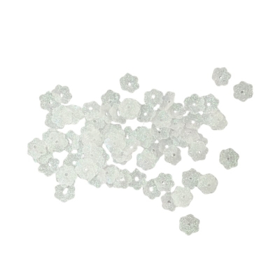 Пайети камбанка 8x1.5 мм бели с брокат дъга -20 грама