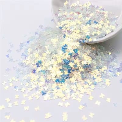 Елементи за декорация пеперуда 6x5 мм полупрозрачни дъга -20 грама