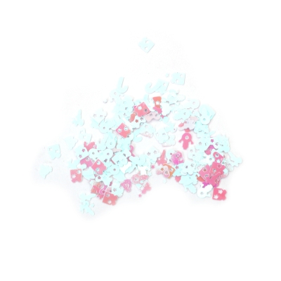 Пайети и елементи за декорация микс КОЛЕДНИ мотиви ~5x6 мм млечнобели дъга - 20 грама