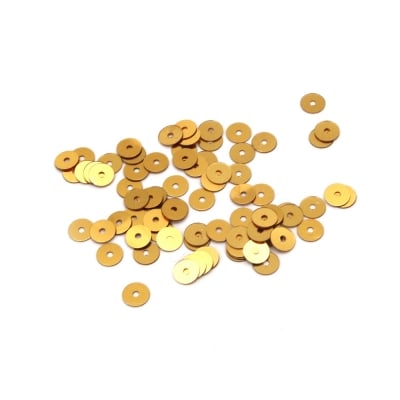 Пайети обли плоски 5 мм жълто злато - 20 грама