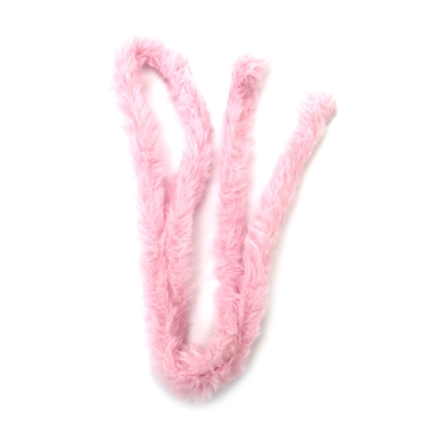 Мека телена пръчка с пухкав синтетичен материал цвят светло розов 20 мм -1 метър