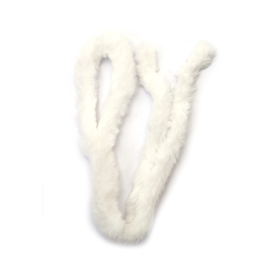 Мека телена пръчка с пухкав синтетичен материал цвят бял 20 мм -1 метър