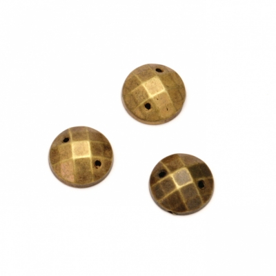 Камък акрил за пришиване 10 мм кръг фасетиран цвят антик бронз -50 броя