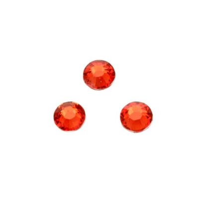 Камък акрил за лепене 6 мм кръг червен прозрачен фасетиран -50 броя