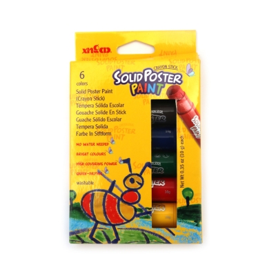 Темперна боя на стик Solid Poster Paint – комплект 6 цвята ? 10 гр
