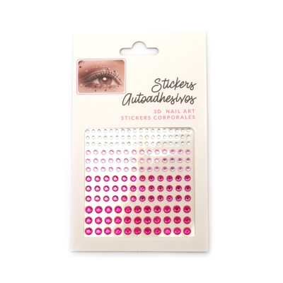 Самозалепващи акрилни камъни от 3 мм до 6 мм цвят бял и розов -165 броя