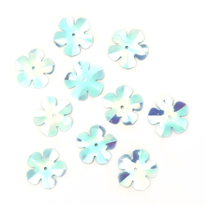Пайети цвете 20 мм сини дъга - 20 грама