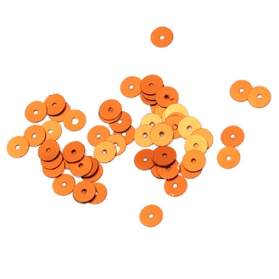 Пайети обли плоски 6 мм оранжеви - 20 грама