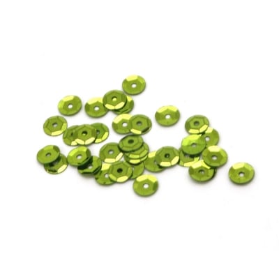 Пайети обли 5 мм зелени светло -20 грама