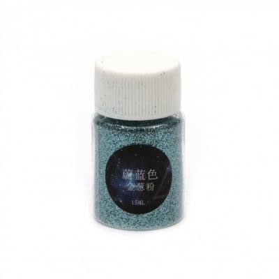 Брокатен блестящ прах 0.2 мм 200 микрона цвят небесносин -15 мл ~12 грама