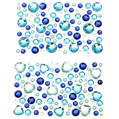 Самозалепващи камъни акрил различни размери микс цвят синьо червено и бяло