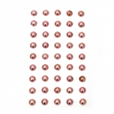 Самозалепващи перли полусфери метализе 10 мм розово светло - 45 броя