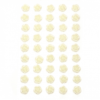 Самозалепващи перли цвете 10 мм бели - 45 броя