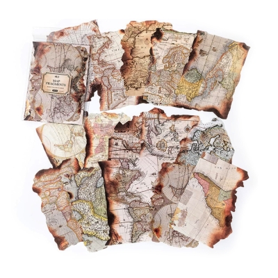Комплект декоративна хартия за скрапбукинг "MAP FRAGMENTS"100x140 мм -30 листа