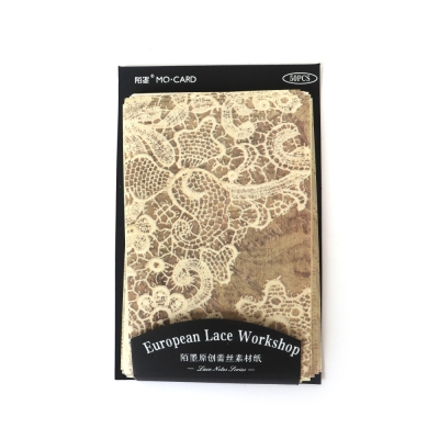 Комплект декоративна хартия за скрапбукинг "EUROPEAN LACE WORKSOP" 70x110 мм с  мотиви от дантела -50 листа