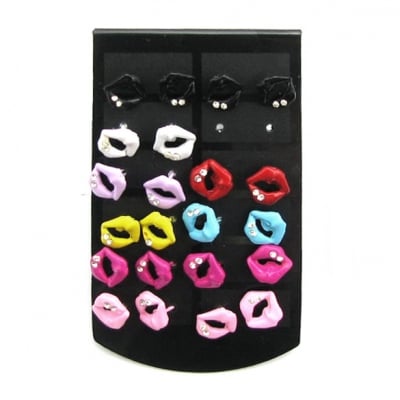 Обеци метал цветни с кристал