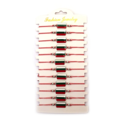 Мартеница гривна от текстил с метален елемент трибагреник -12 броя