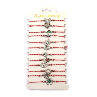 Мартеница гривна от текстил с метален елемент и кристали АСОРТЕ -12 броя