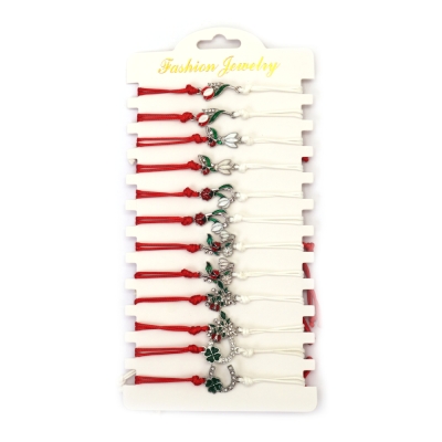 Мартеница гривна от текстил с метален елемент и кристали АСОРТЕ -12 броя