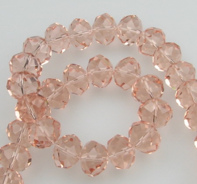 Наниз мъниста кристал 14x10 мм дупка 1 мм прозрачен розов ~60 броя