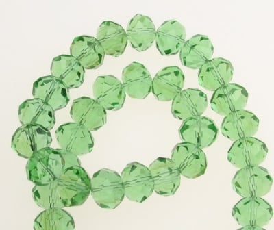 Наниз мъниста кристал 14x10 мм дупка 1 мм прозрачен зелен ~60 броя