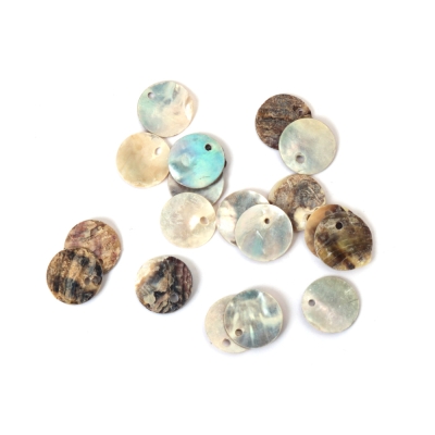 Висулка седеф паричка 13x13x1мм дупка 1.5~ 2 мм -10 грама ~40 броя