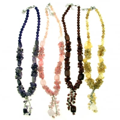 Гердан естествен камък метал АСОРТЕ 32 см