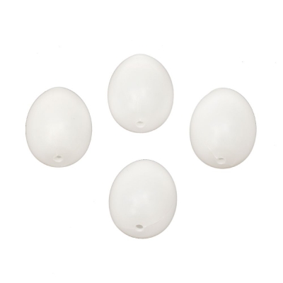 Яйце пластмаса 38x28 мм с една дупка 3 мм бяло -10 броя
