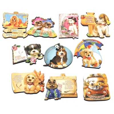 Сувенир магнит 75~60x50 мм МДФ Куче АСОРТЕ