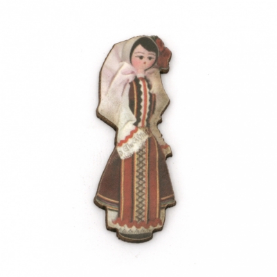 Висулка жена с народна носия от шперплат 40x15x2 мм дупка 2 мм -10 броя