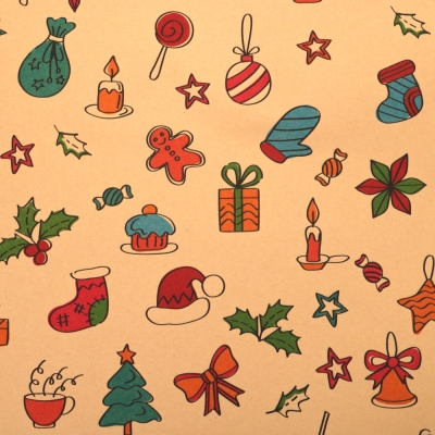  опаковъчна крафт хартия 50x70 мм с Коледни мотиви -20 листа