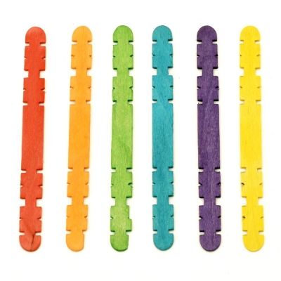 Дървени пръчки за декорация 10x115 мм форматирани цветни - 50 броя