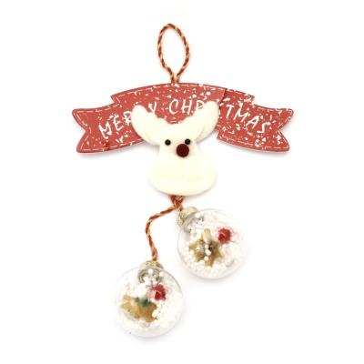 Коледна декорация еленче и топки Merry Christmas 207x192 мм