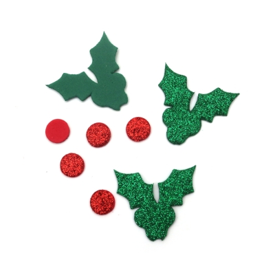 Имел фоам /EVA материал/ 4x4 см брокат зелен -5 броя