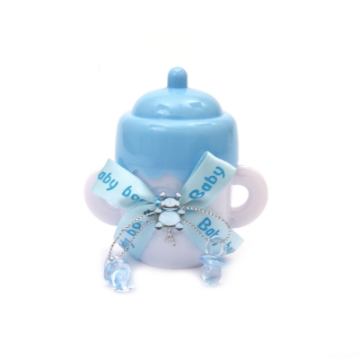 Бебешко шише пластмасово с декорация 50x85 мм цвят син