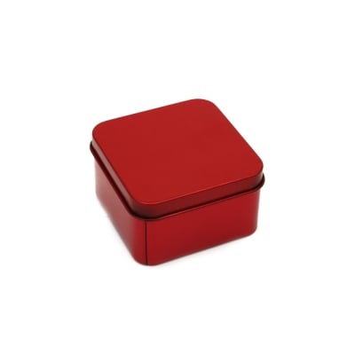 Кутия метална квадрат 65x65x38 мм цвят червен