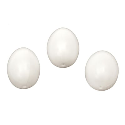 Пластмасови яйца 60x40 мм с една дупка 4 мм бели -10 броя