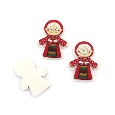 Баба Марта дърво и филц 33x44x5 мм -10 броя