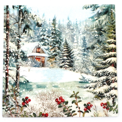 Салфетка за декупаж Ambiente 33x33 см трипластова Cabin in the woods -1 брой