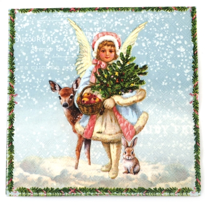 Салфетка за декупаж Ambiente 33x33 см трипластова Snowy day blue -1 брой