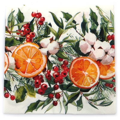 Салфетка за декупаж Ambiente 33x33 см трипластова Winter oranges -1 брой