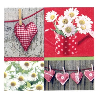 Салфетка HOME FASHION 33x33см трипластова Hearts and Daisies -1 брой