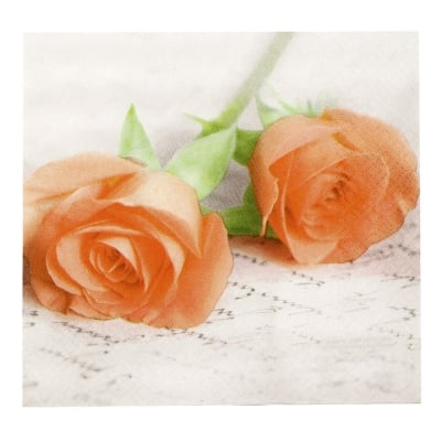 Салфетка HOME FASHION 33x33см трипластова Apricot Roses -1 брой