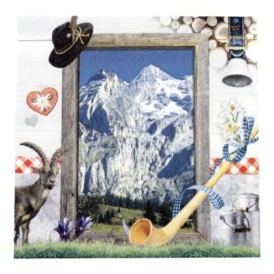 Салфетка HOME FASHION 33x33см трипластова Welcome to the Alps -1 брой