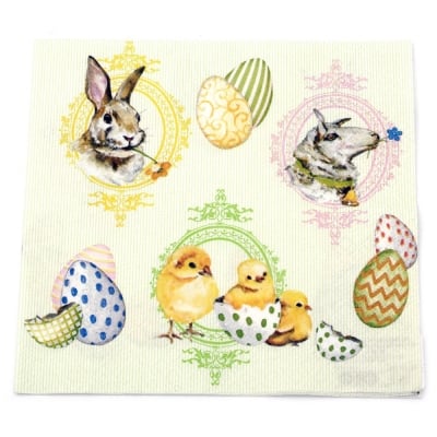 Салфетка HOME FASHION 33x33 см трипластова Easter Mix -1 брой