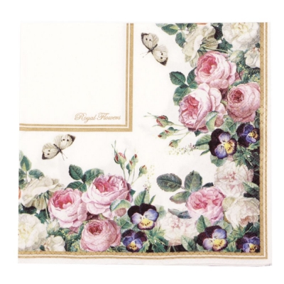 Салфетка HOME FASHION 33x33 см трипластова Royal Flowers-Blumenstuck -1 брой