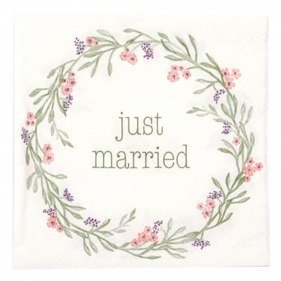 Салфетка HOME FASHION 33x33см трипластова Just Married -1 брой