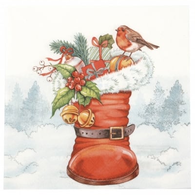 Салфетка за декупаж Ambiente 33x33 см трипластова Christmas Boot -1 брой