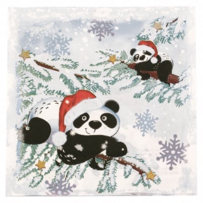 Салфетка за декупаж Ambiente 33x33 см трипластова Pandas in Snow-1 брой